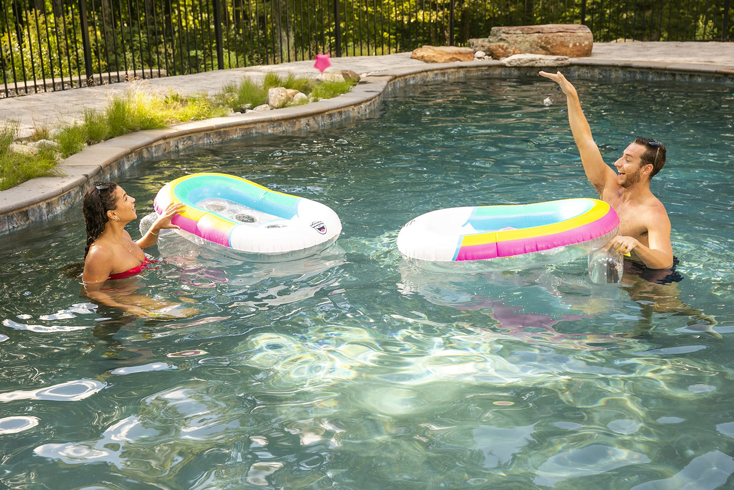 BigMouth Inc Rainbow Toss Game, Inflatable Pool Cornhole, Summer Water Game for Kids & Adults, Poolside Fun Water Toys