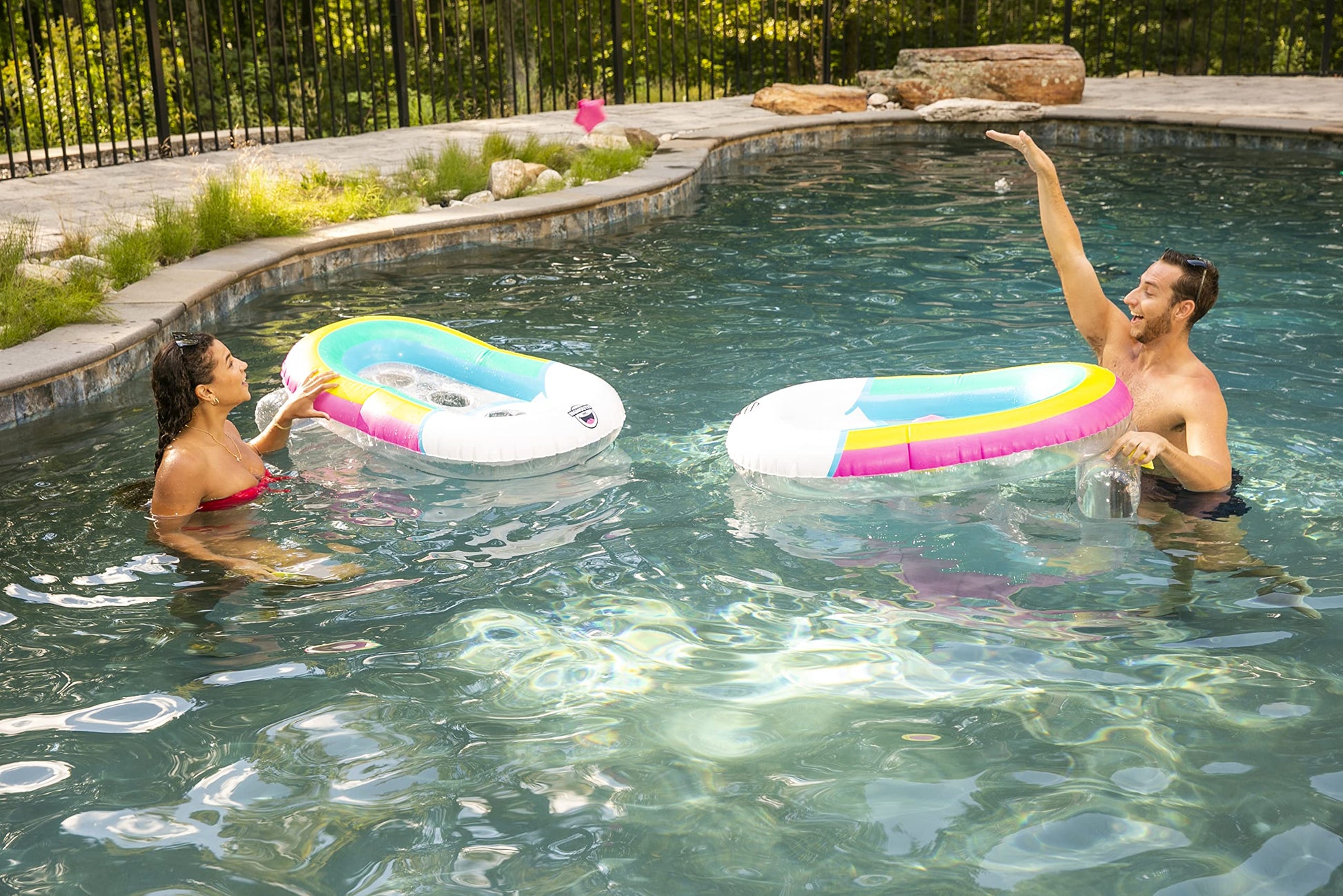 BigMouth Inc Rainbow Toss Game, Inflatable Pool Cornhole, Summer Water Game for Kids & Adults, Poolside Fun Water Toys