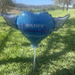 Happy Heavenly Birthday Balloon on a Stick Blue Heart with Angel Wings, Memorial Grave Decoration, in Loving Memory, Cemetery Remembrance Gift