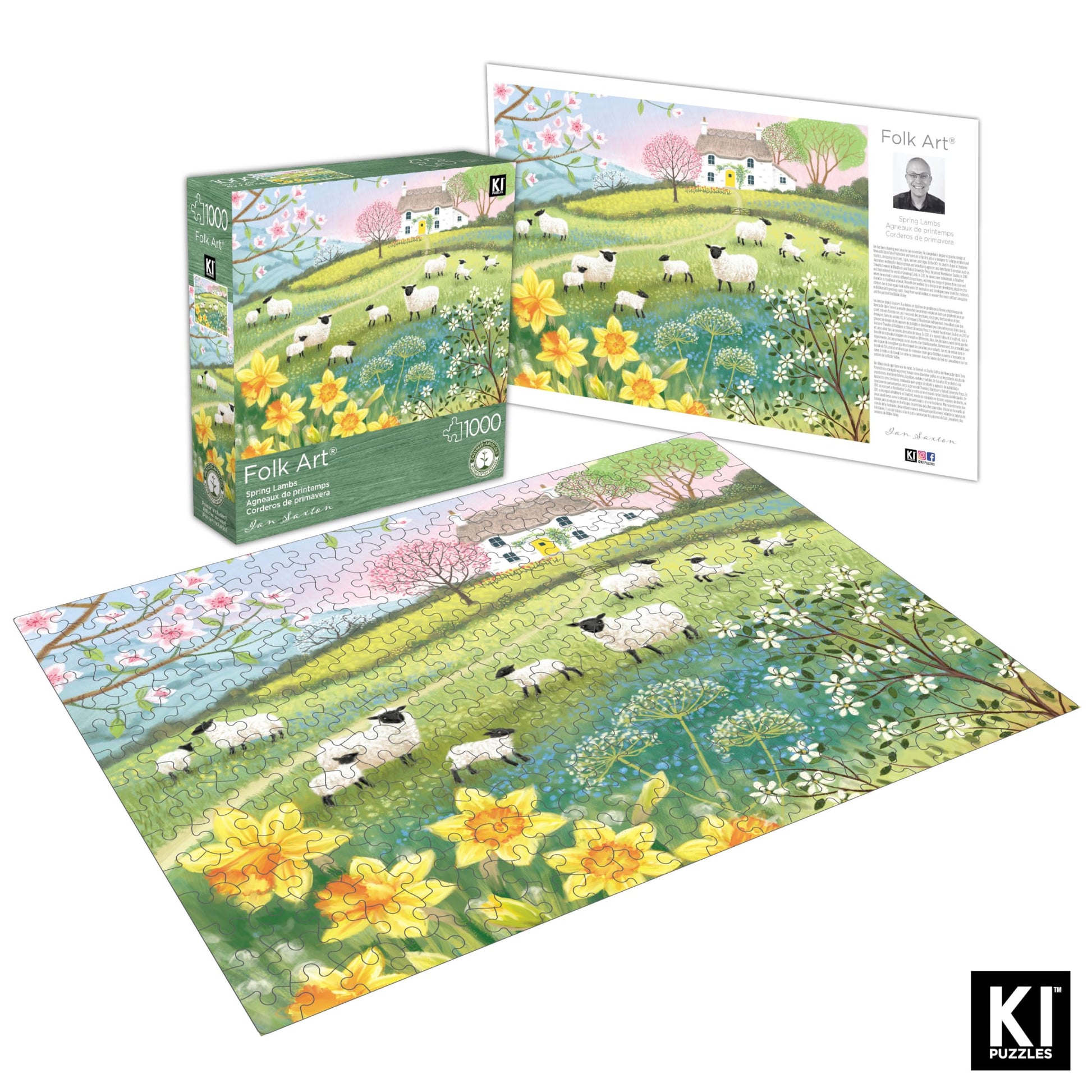 1000 Piece Puzzle for Adults IAN Saxton Spring Lambs Folk Art