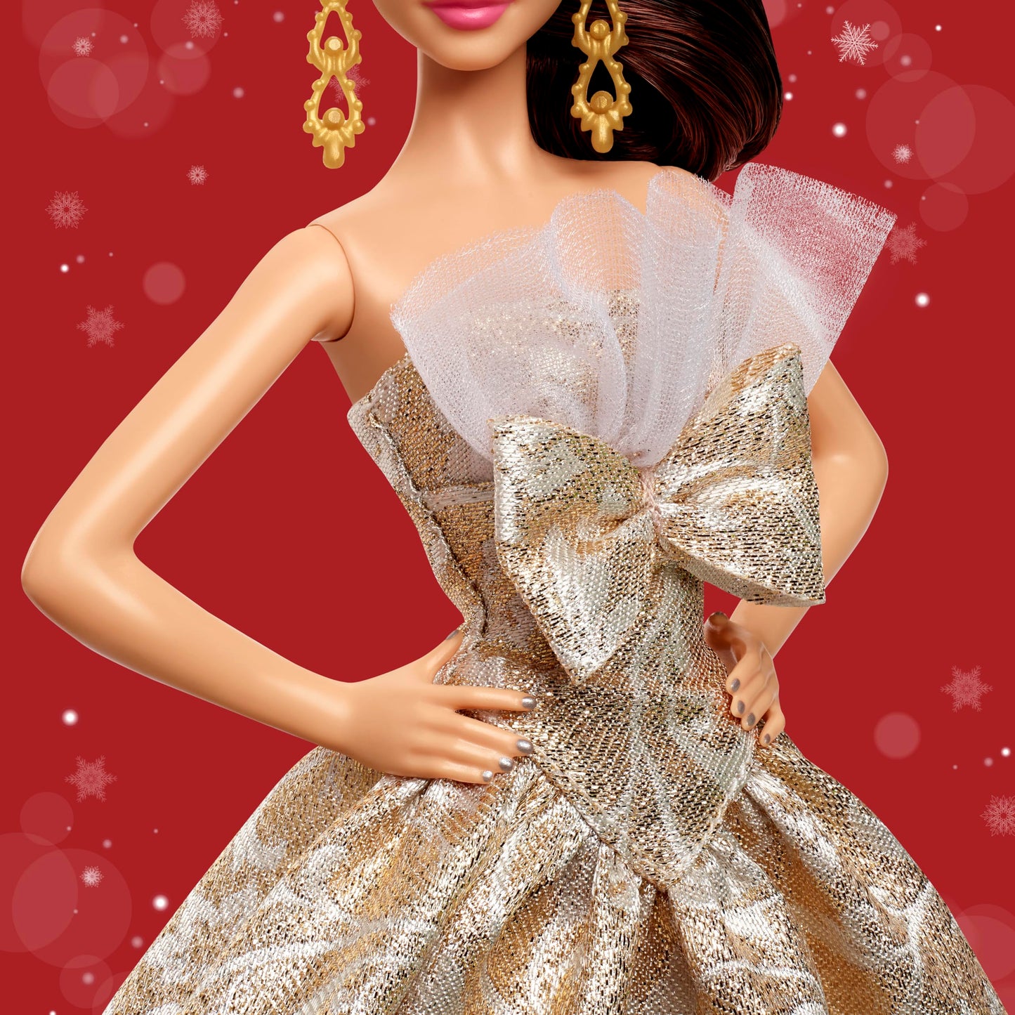 Barbie Signature 2025 Holiday Fashion Doll with Light Brown Hair Wearing Silver & Gold Gown, Seasonal Collectible Includes Displayable Packaging &