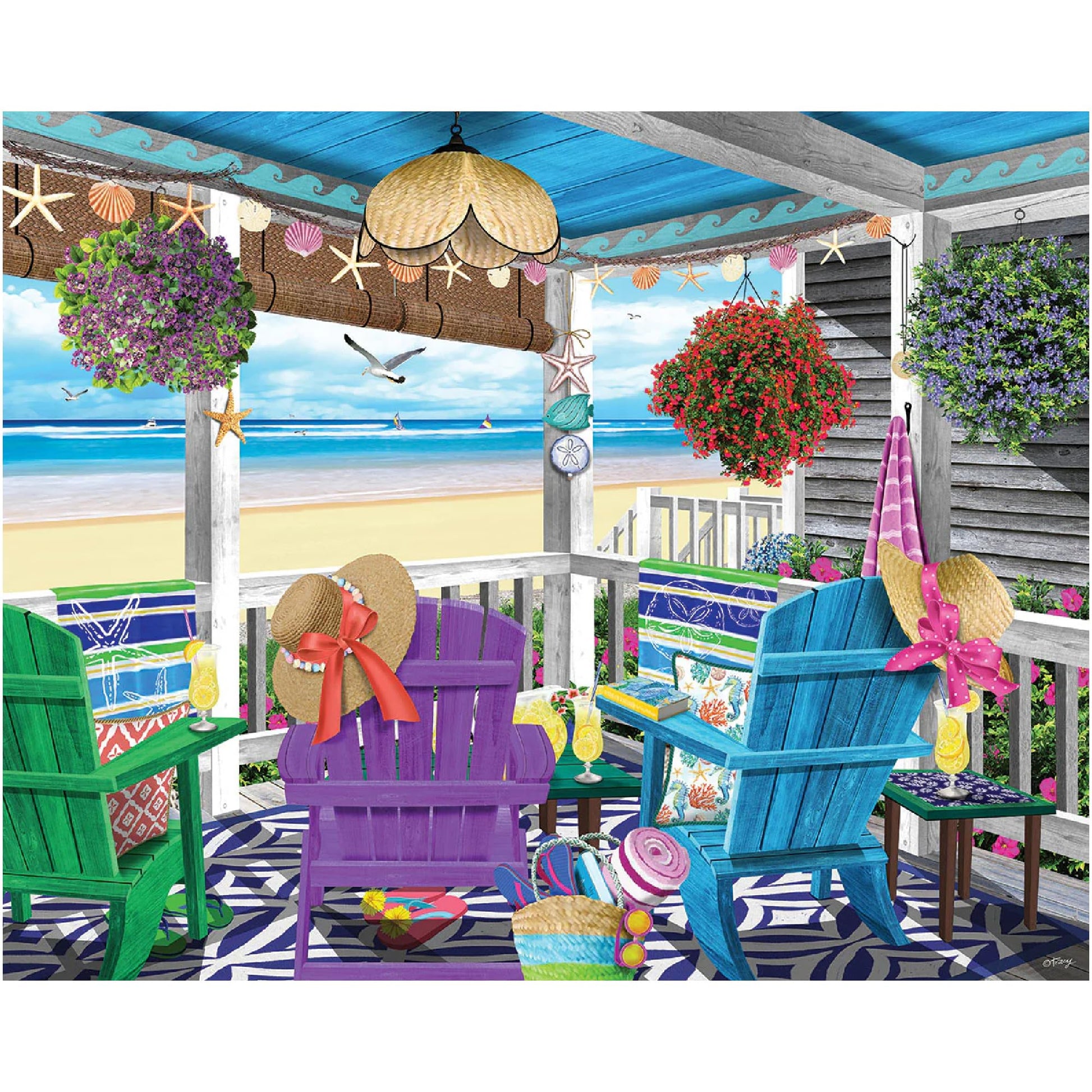 White Mountain 1000 Piece Jigsaw Puzzle Scenic Summer Beach, Low Tide
