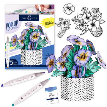 Faber-Castell Pop Up Coloring Bouquet: Pansy - Adult Coloring Crafts, Relaxation Gifts for Women, Crafts for Adults and Teens | Gifts for Mom (Ages