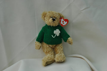 Ty Attic Treasure Blarney Bear with Green Irish Clover Sweater 8" Jointed Teddy