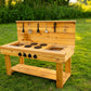 Noble Toys XL Cedar Outdoor Mud Kitchen Centered with Backsplash and Stovetop for Toddlers Kids | Pretend Play Table | Sensory Table | Outside Playset
