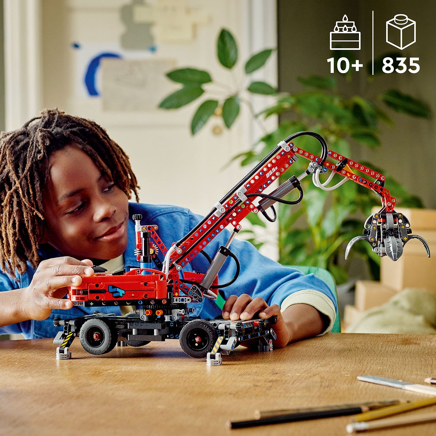 LEGO Technic Material Handler 42144, Mechanical Model Crane Toy, with Manual and Pneumatic Functions, Construction Truck Building Set, Educational
