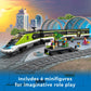 LEGO City Express Passenger Train Set, 60337 Remote Controlled Toy, Gifts for Kids, Boys & Girls with Working Headlights, 2 Coaches and 24 Track