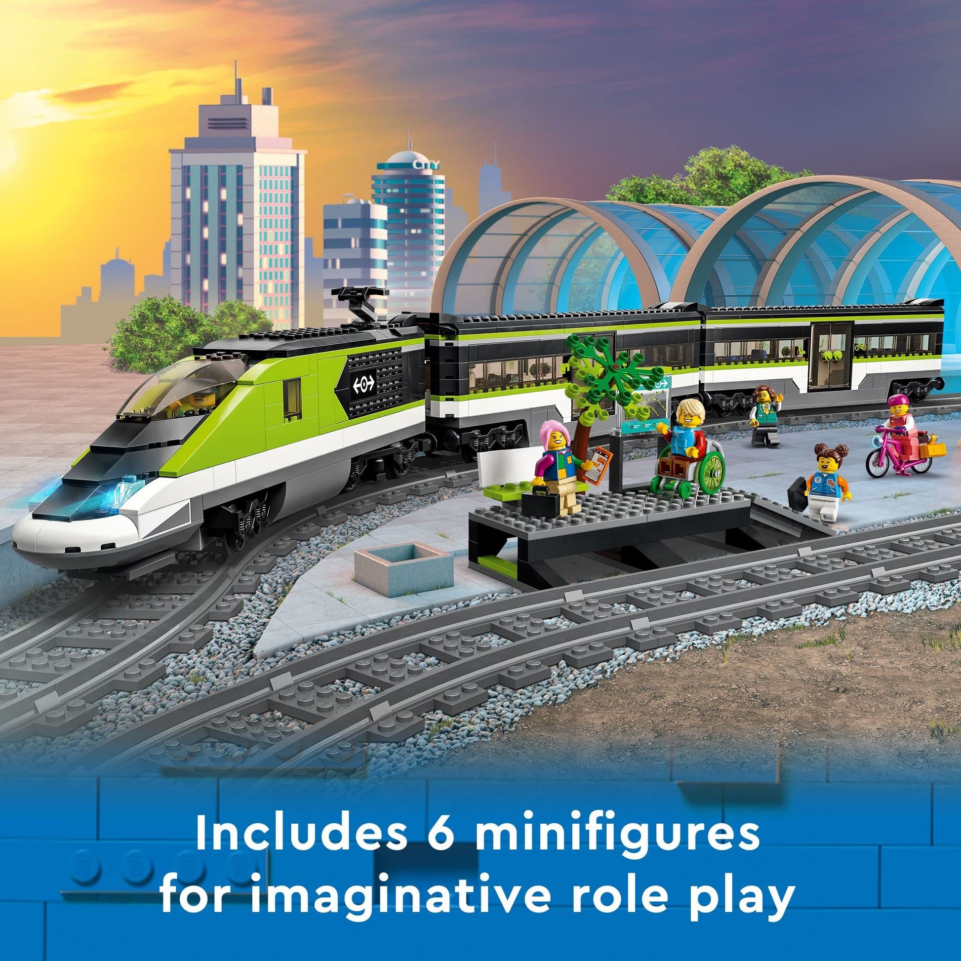 LEGO City Express Passenger Train Set, 60337 Remote Controlled Toy, Gifts for Kids, Boys & Girls with Working Headlights, 2 Coaches and 24 Track