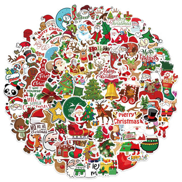 RZEOTPII Christmas Day Stickers Pack 100 Pcs Santa Claus Stickers for Laptop Scrapbook Windows Bicycle Water Bottle Skateboard,Waterproof Vinyl Decals