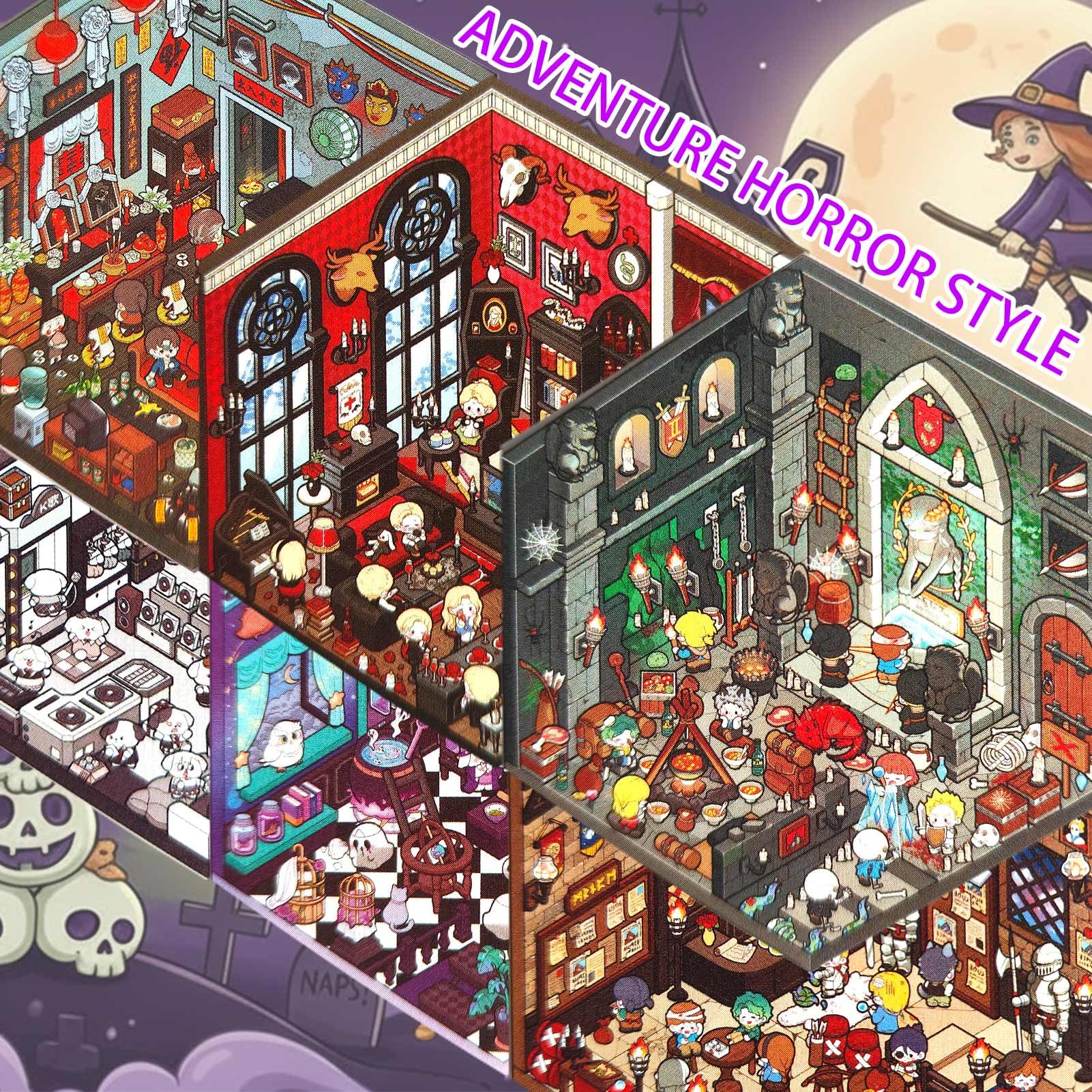 SWIMDOG 20 Sets DIY 3D House Goth Sticker Scene for Adults, Micro Horror Style DIY Scenes Therapy Sticker, Halloween Party Favors Goodie Bags Stuffer