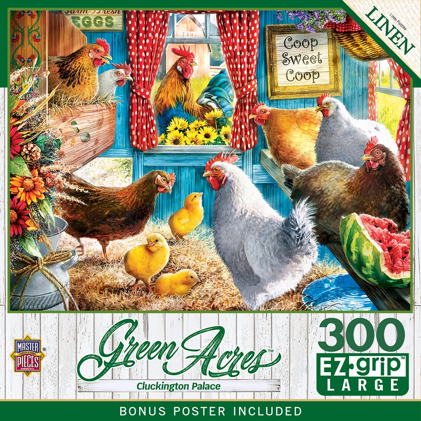 MasterPieces Green Acres - Cluckington Palace 300 Piece EZ Grip Puzzle, Extra Large Pieces, Linen Finish, Ages 12+