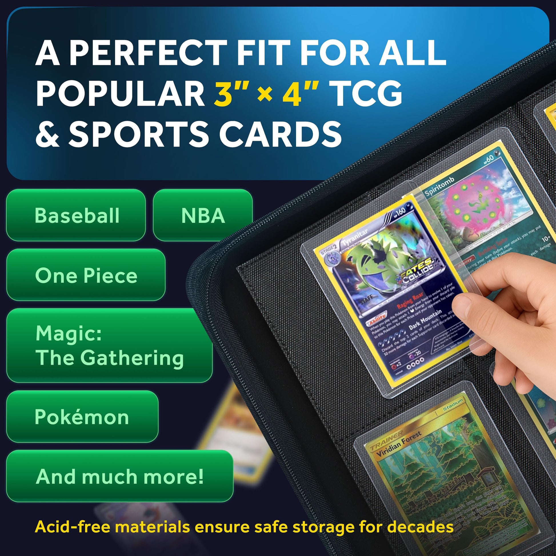 HEYKOVO Top Loader Binder 289 Cards I with 20 Toploaders and 2 Stands I Black Carbon PU Toploader Binder holds 3x4 inch Baseball, Football, Sports
