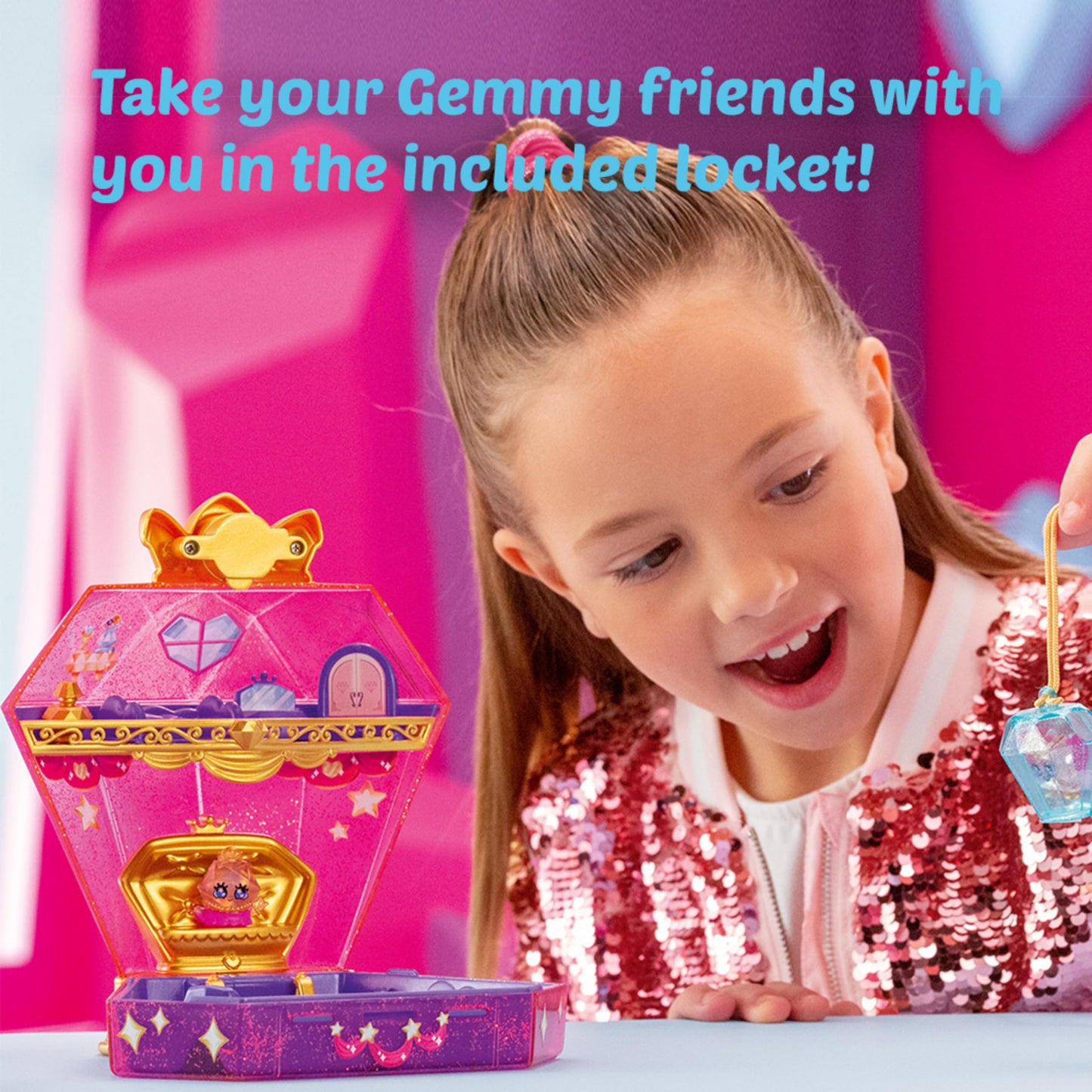 Pinky Promise Gemmy Friends Diamond Palace Pretend Play with Two Playsets and Wearable Toy Jewelry - Princess Jewelry Toys - 80 Gems to Collect