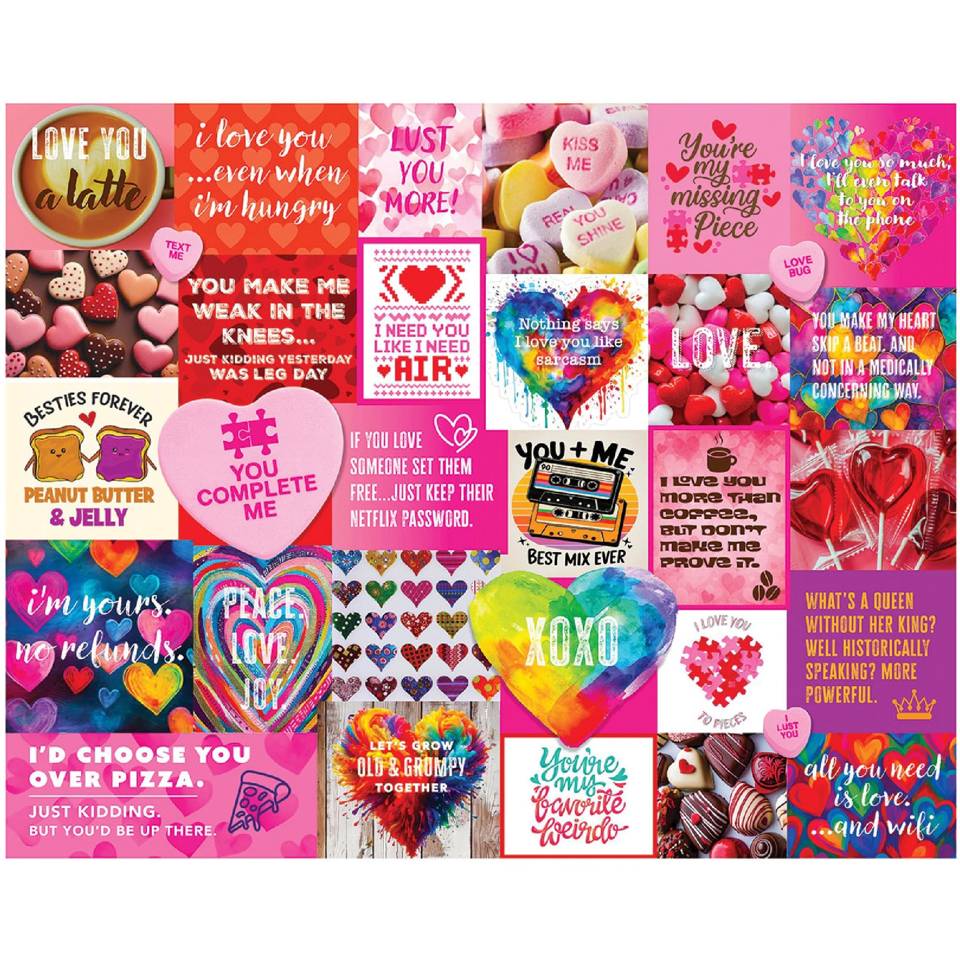 White Mountain 1000 Piece Jigsaw Puzzle Valentines Collage, Love Notes