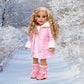 Cotton Candy - 3 Piece Doll Clothes Outfit for 18 inch Dolls - Parka with Hood, Dress, and Boots (Doll Not Included)