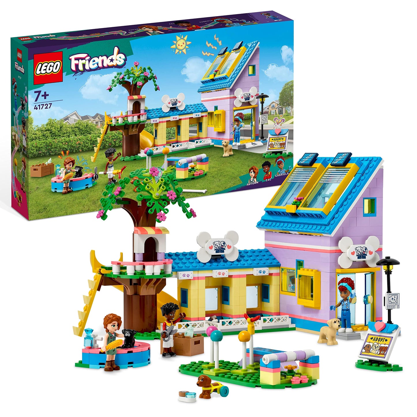 Lego Friends Dog Rescue Center 41727, Pet Animal Playset for Kids Ages 7 Plus Years Old with 2023 Series Characters Autumn and Zac Mini-Dolls, Toy Vet