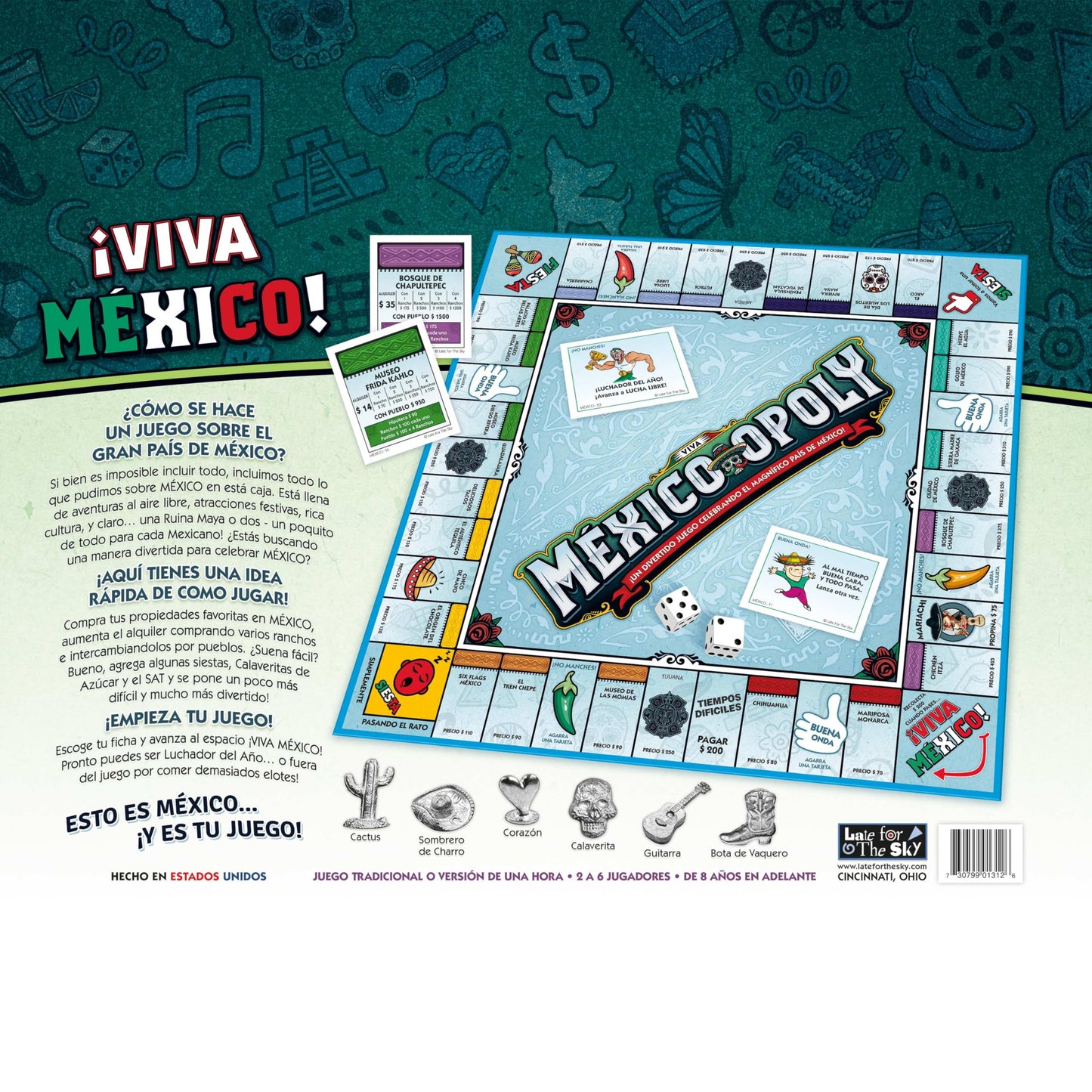 Late for The Sky Mexico-Opoly Spanish-Language Board Game - Family Strategy for 2-6 Players, Ages 8+, Mexico Culture Theme with Paper Money, Tokens