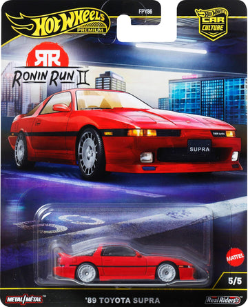 Hot Wheels Premium Car Culture Collectible Toy Car, 1:64 Scale Die-Cast Toyota Supra A70, Ronin Run 2 Vehicle with Real Riders Tires