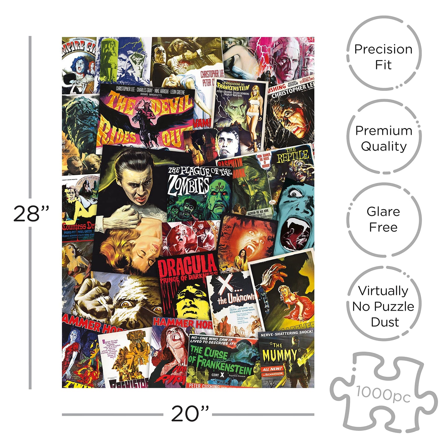 AQUARIUS Hammer Classic Horror Movies Collage (1000 Piece Jigsaw Puzzle) - Glare Free - Precision Fit - Virtually No Puzzle Dust-Officially Licensed