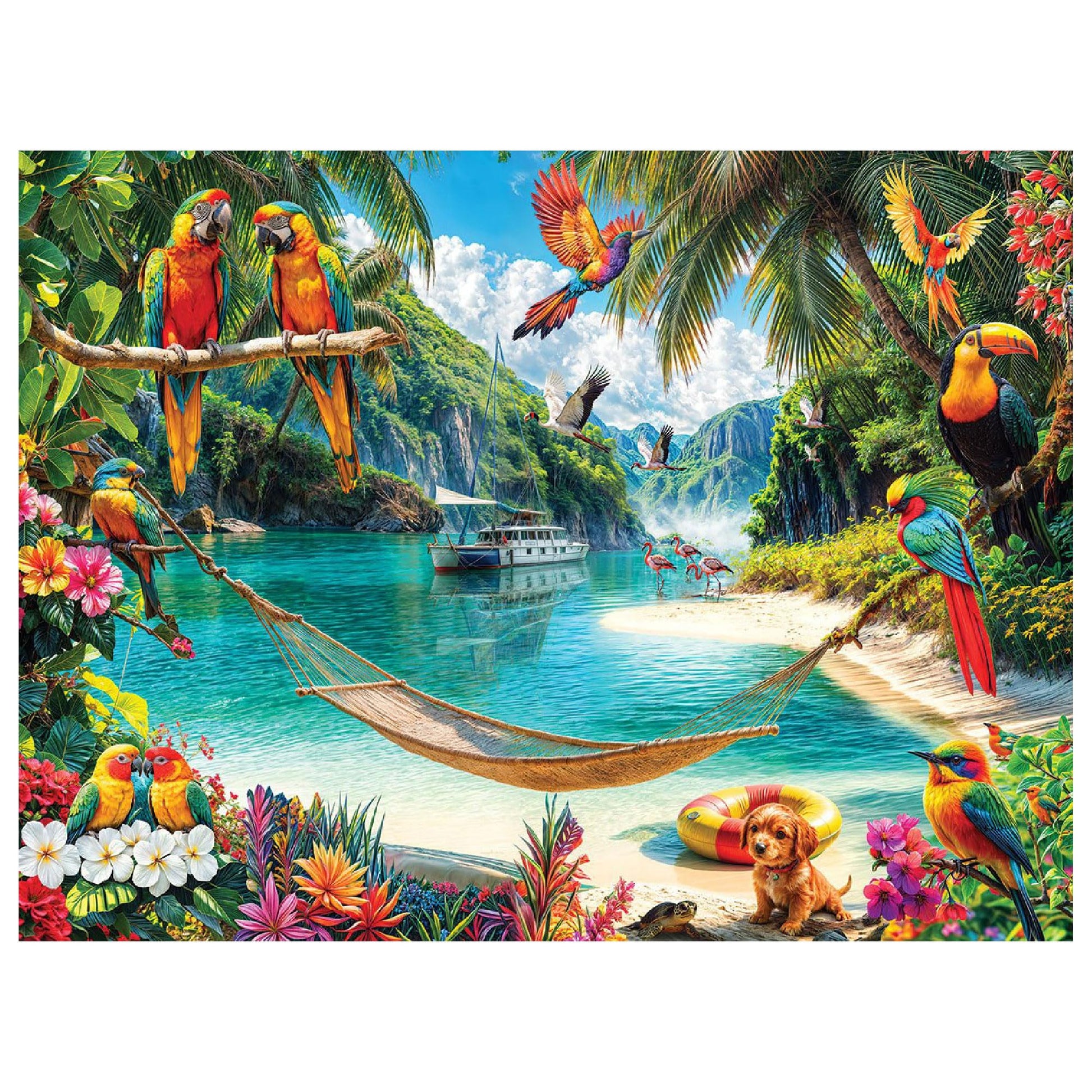 White Mountain 500 Piece Jigsaw Puzzle Spring Flower Bird Puzzles With Large Pieces Gift for Adults and Family 18"x24" - Paradise Cove