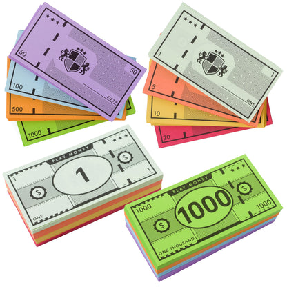 Play Money - 520 Pcs for Board Games - 65 of Each Bill in 8 Denominations - Double Sided Printed Paper Money for Pretend Play Cashier, Opoly Money