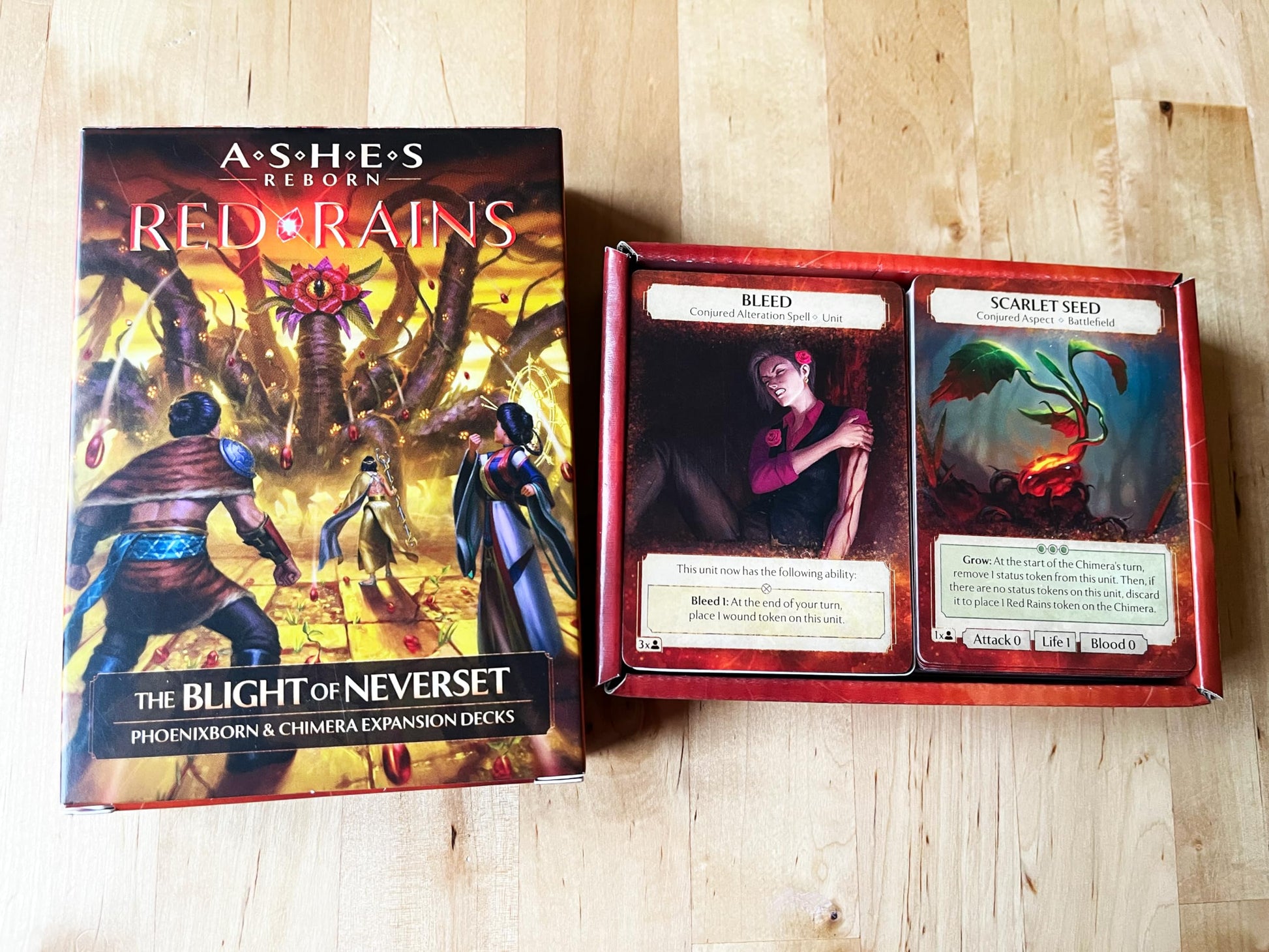 Plaid Hat Games Ashes Reborn: Red Rains The Blight of Neverset Expansion Decks - Phoenixborn & Chimera Set for 1-2 Players, Ages 14+ - Requires Corpse