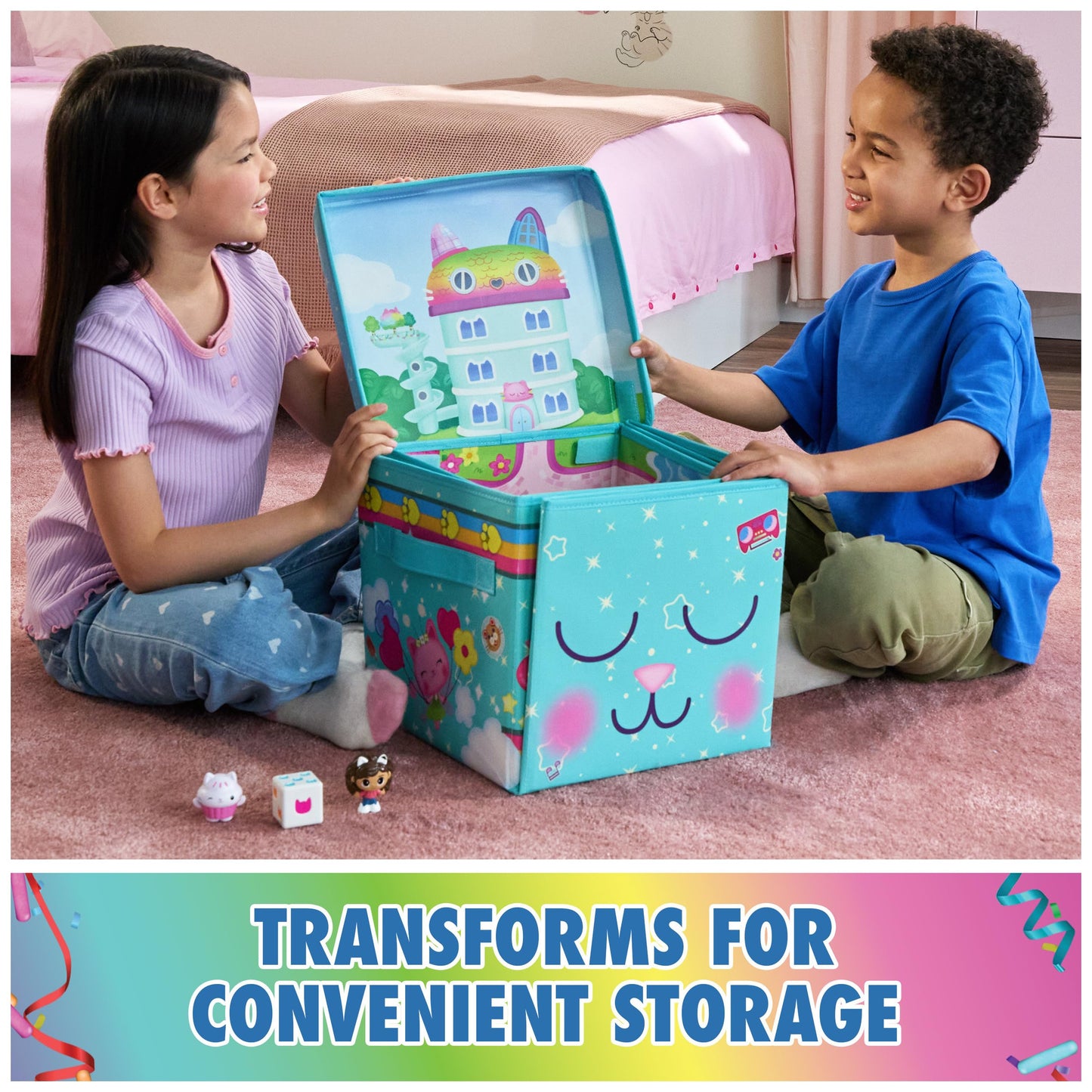 DreamWorks GABBY'S Dollhouse, Gabby Cat Playmat, with 2 Figures, Dollhouse Accessories & Board Game with Dice, Kids Toys for Girls & Boys Ages 3