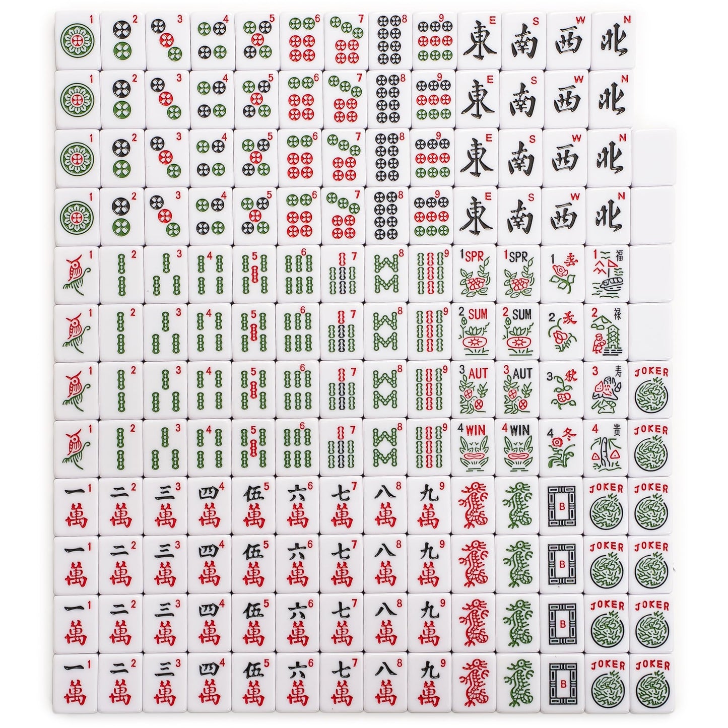 Yellow Mountain Imports American Mahjong Tiles, “Harbor Tide” - 166 Melamine Pieces with Chinese Characters, Western Letters & Numerals, Tiles-Only