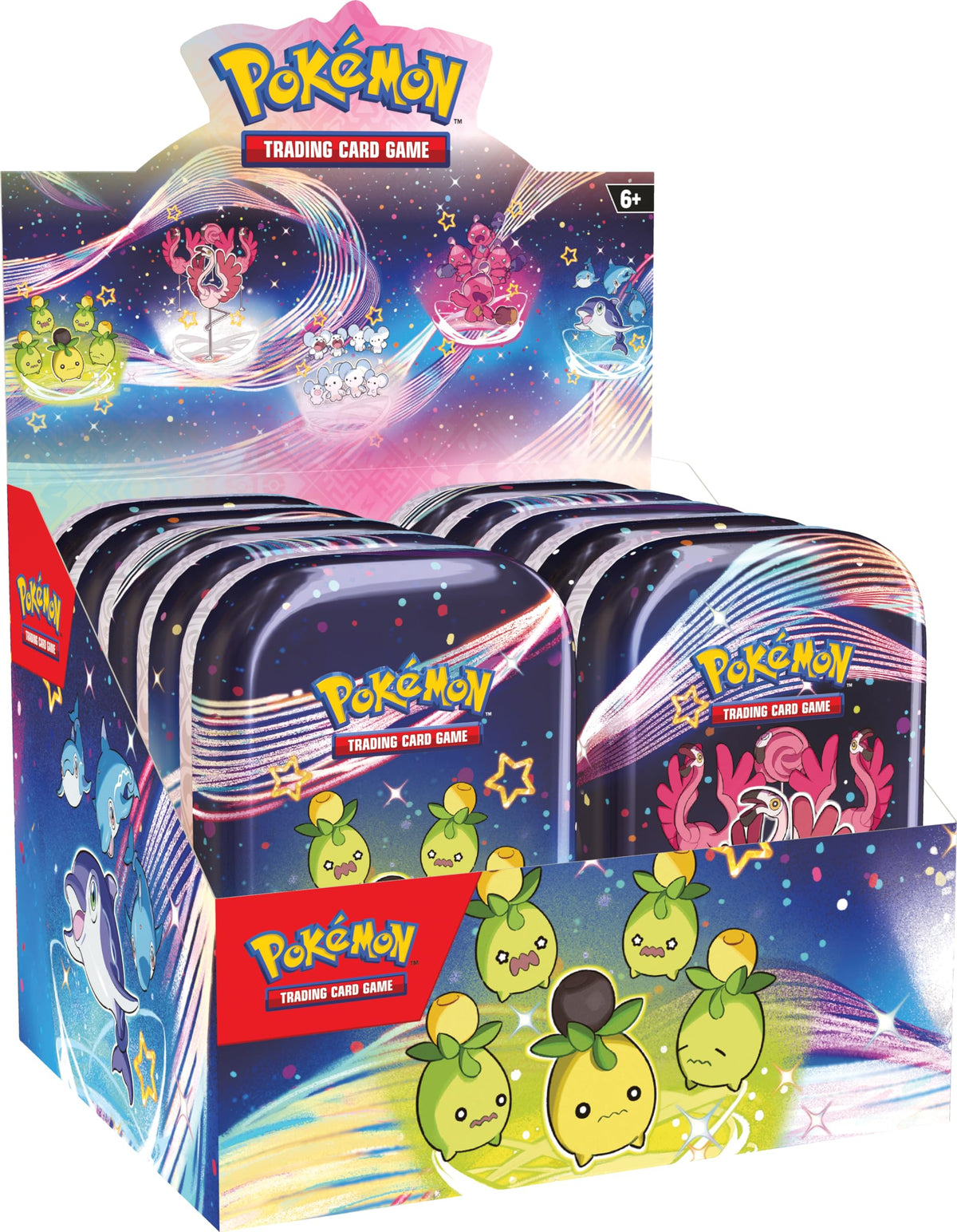 Pokémon TCG - Scarlet & Violet - Paldean Fates Mini Tin (Maushold/Smoliv/Tinkatink/Finizen/Flamigo - 1x Random, Black