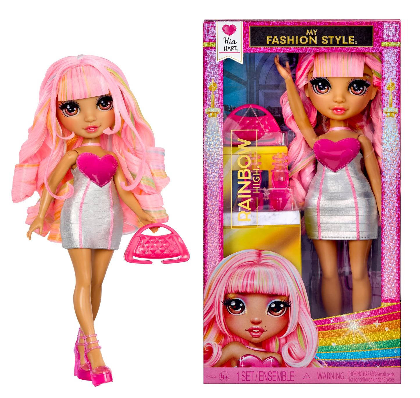 Rainbow High My Fashion Style Kia, Soft Pink, 11" Fashion Doll with Statement Outfit, Stylish Handbag, Great Toy Gift for Girls Kids Ages 4-12 Years
