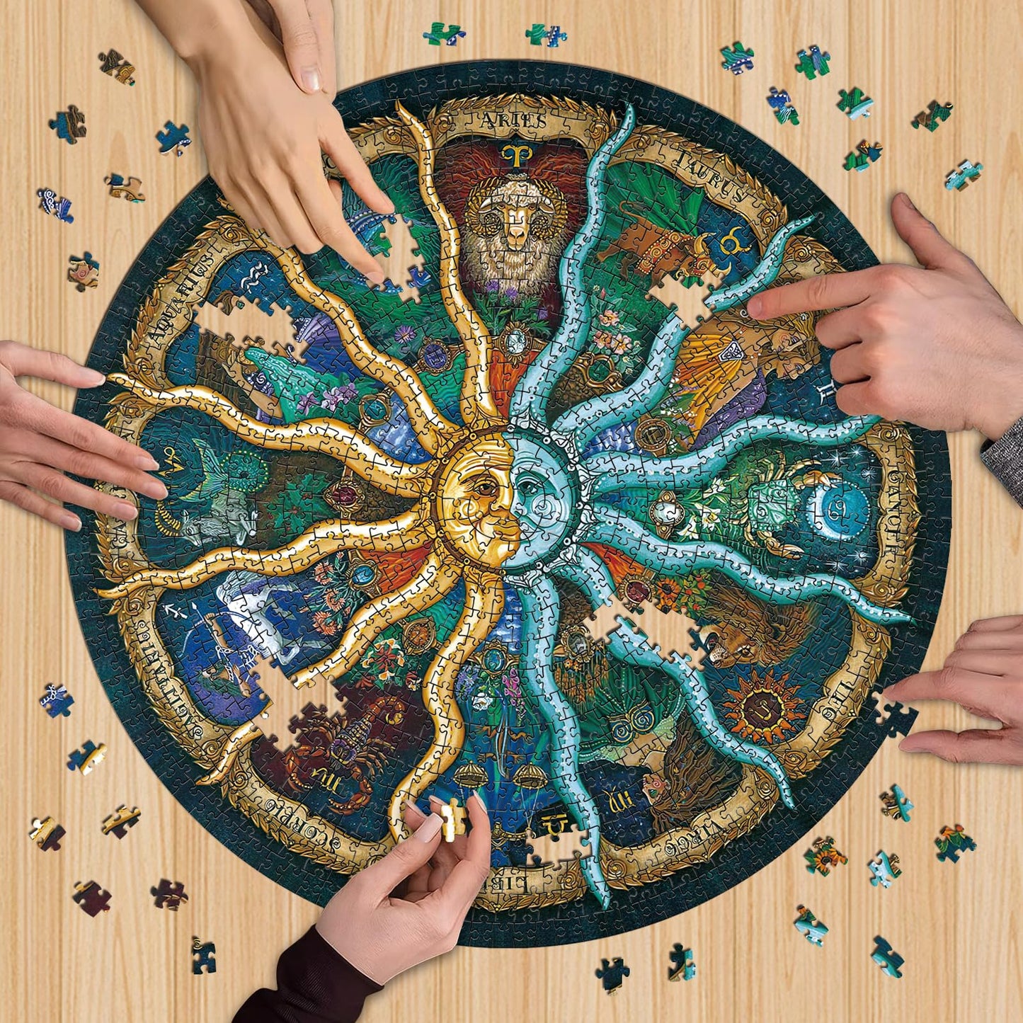 Zodiac Puzzles for Adults 1000 Pieces - Round Horoscope Astrology Jigsaw Puzzle, Challenging Difficult Mandala Constellation Puzzle for Adults, 26.7
