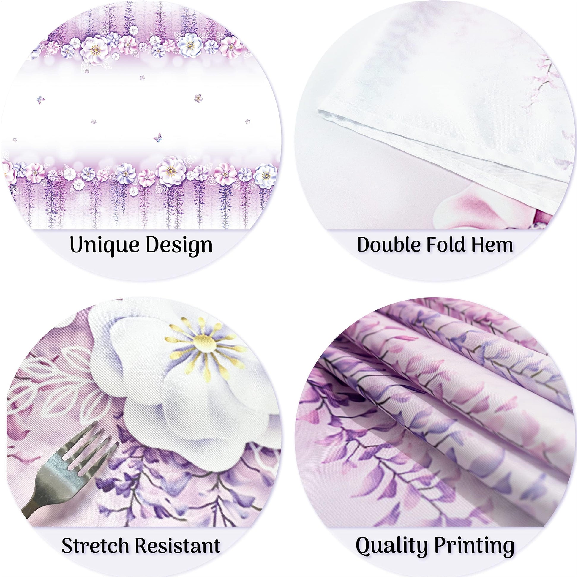 Cheerland Lavender Tablecloth Purple Floral Party Decorations Coming of Age Quinceanera Princess Theme Fabric Spring Table Cover Girls Birthday Hen