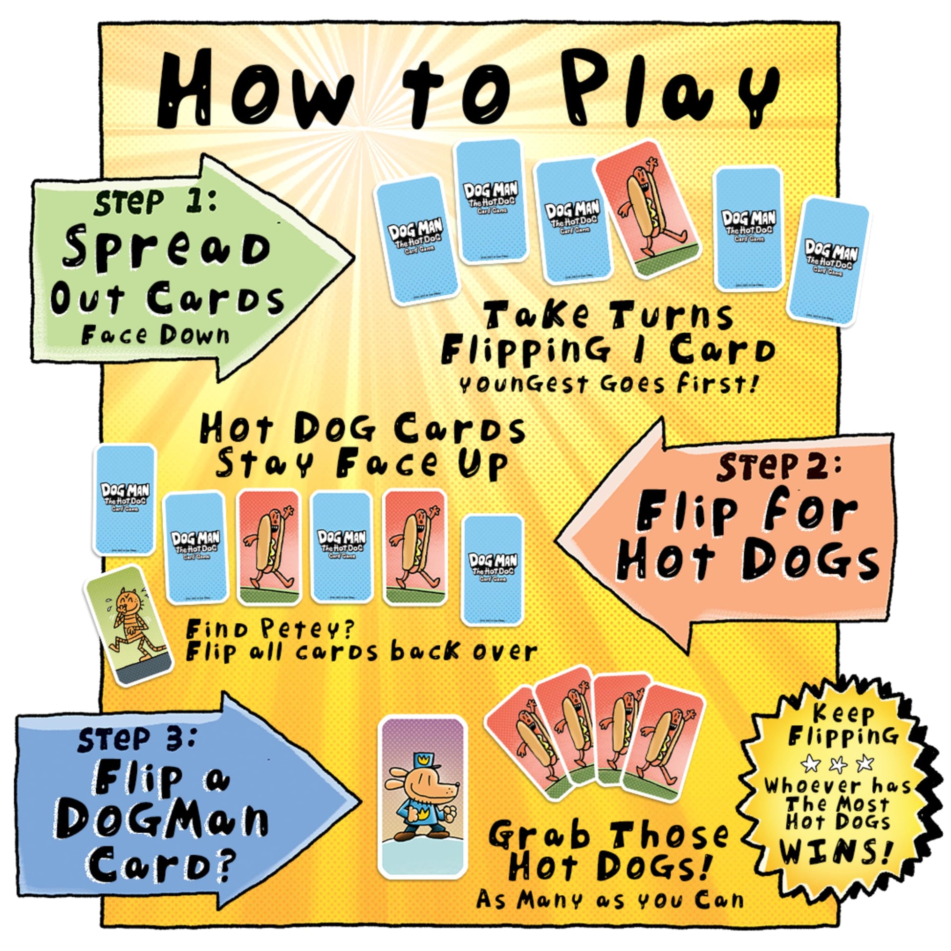 University Games Dog Man Hot Dog Card Game in a Tin , The Fast and Frenzied Collection Game for Kids Featuring Art from the Dog Man Books by Dav