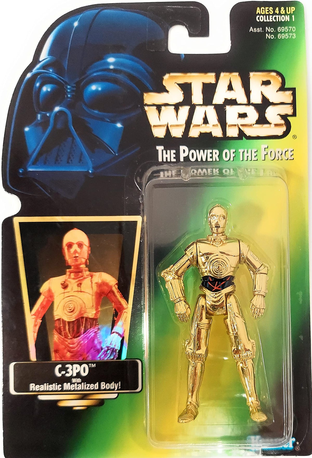 Hasbro 1997 Star Wars Power of The Force C-3po Green Card Action Figure