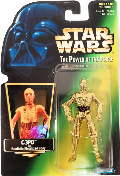 Hasbro 1997 Star Wars Power of The Force C-3po Green Card Action Figure