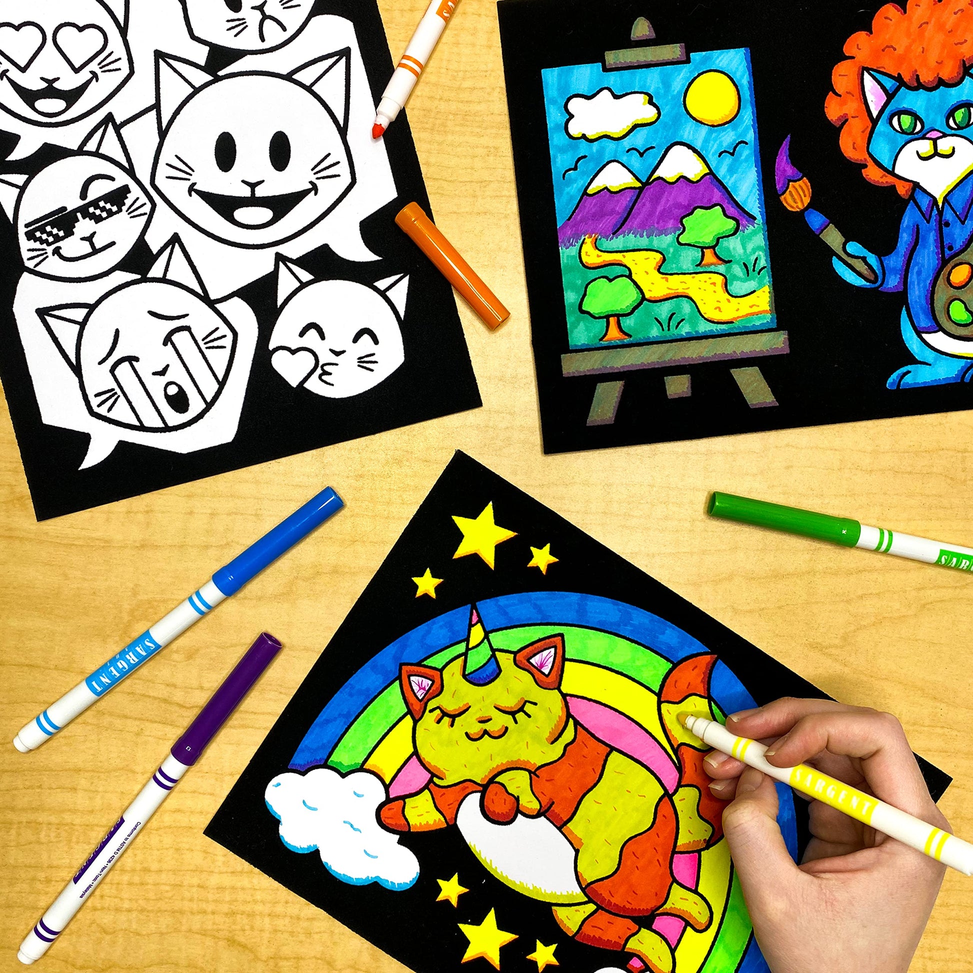 Super Pack of 18 Fuzzy Coloring Posters (Silly Kitties Edition) - Arts & Crafts for Kids, Toddlers, Girls, Boys & Adults - Great for Family Fun