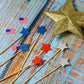 36 Pieces Glitter Star 4th of July Cupcake Toppers Glitter Gold Star Cakes Toppers for Independence Day 4th of July Party Supplies Favors(Blue Red