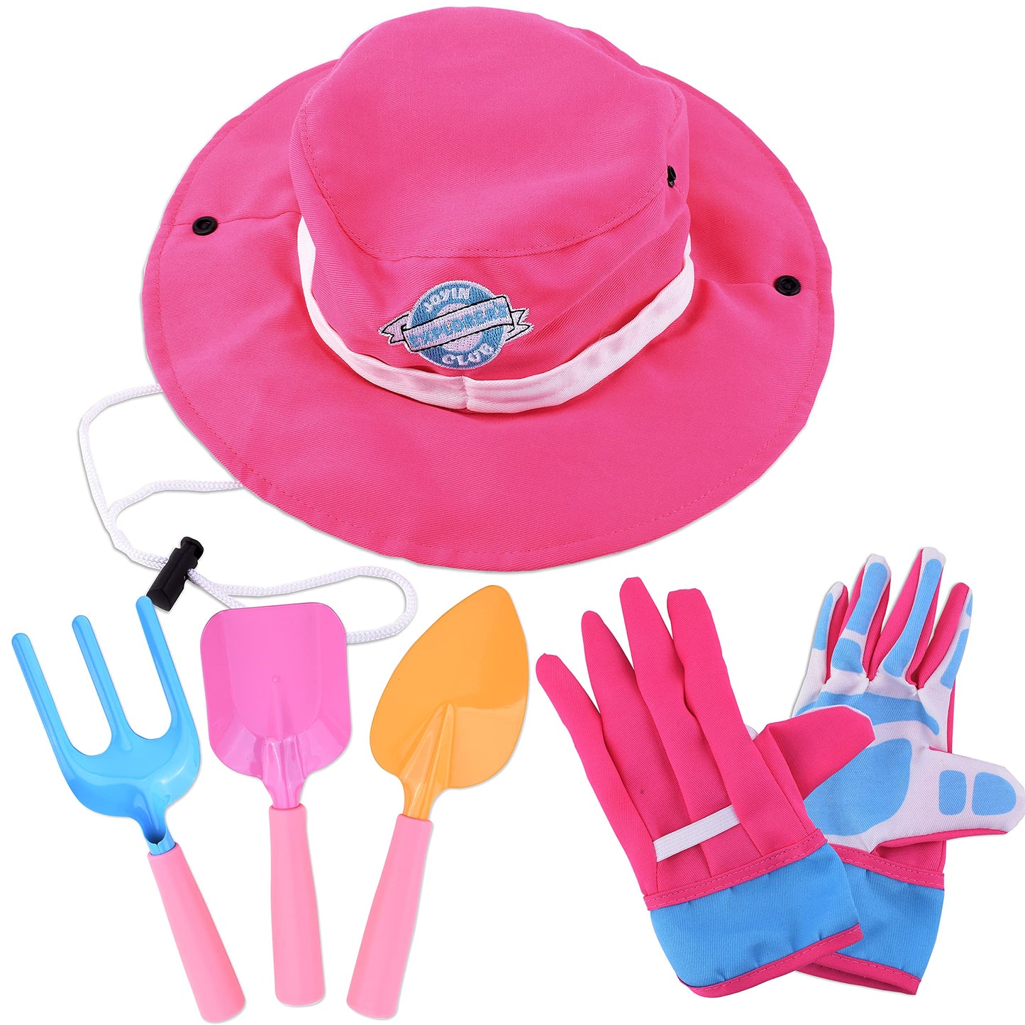 JOYIN 6 PC Kids Gardening Tools, Including Garden Tools Like Gardening Gloves, UV Protection Sun Hat, Shovel, Rake, and Trowel, Kids Backyard Outdoor