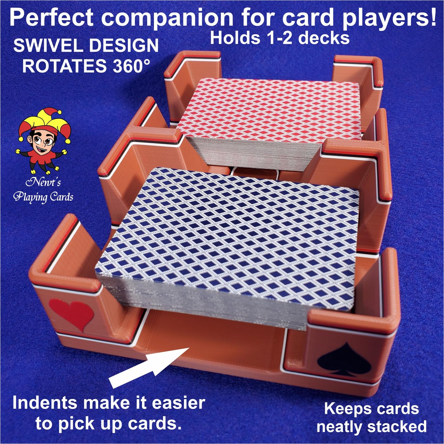 Ritzy 2 Deck Swivel Playing Card Tray, 1-2 Decks: US Made(Steampunk Copper)