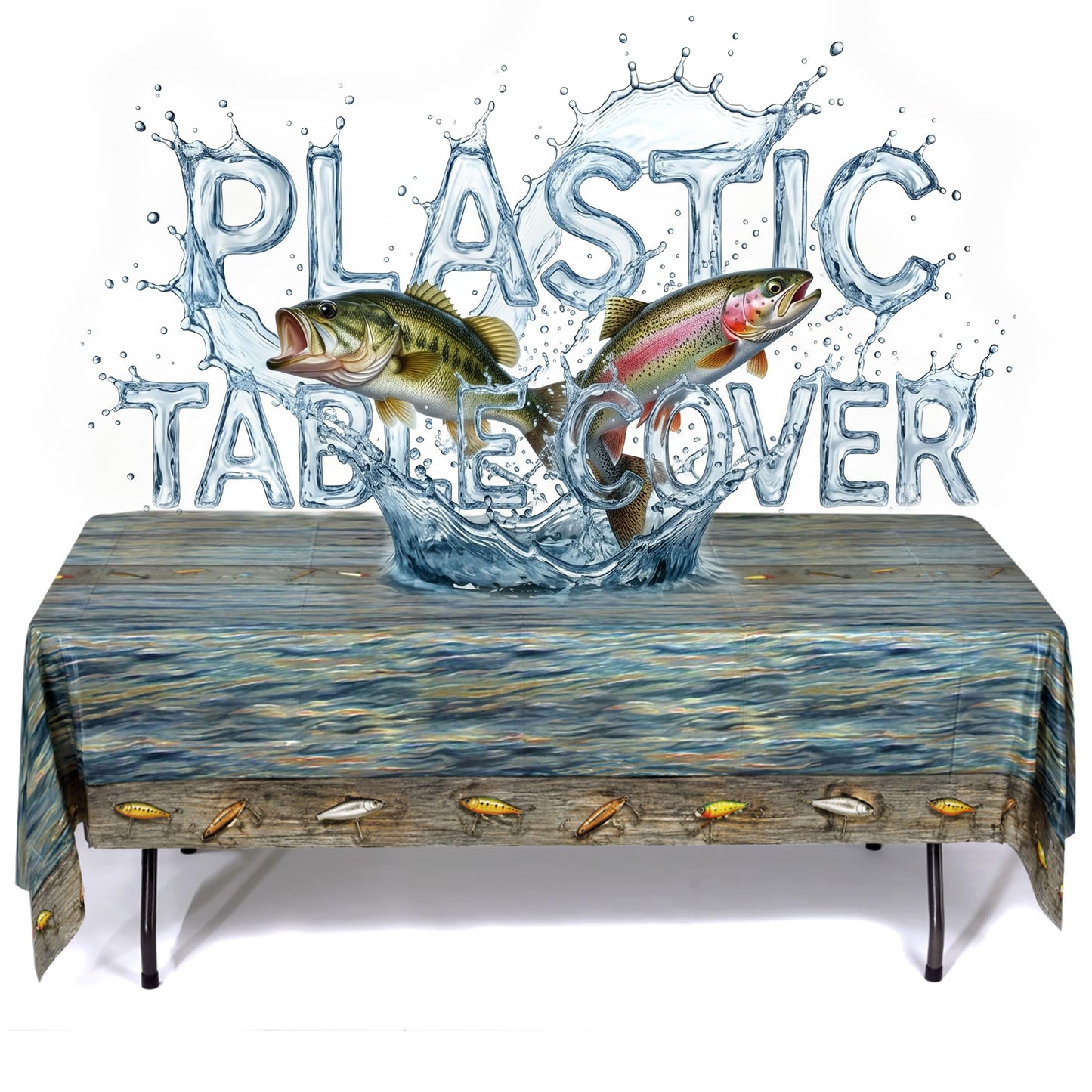 Havercamp Gone Fishing Table Covers (2 Covers)! 2 (54" x 108") Rectangular Heavy Plastic Covers. Check The Gone Fishin' Collection at The Store