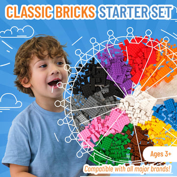 Strictly Briks Building Brick Starter Kit 1008 Pack - Compatible with Lego & All Major Brick Brands, Classic Style Kids Building Blocks Toys, Vibrant