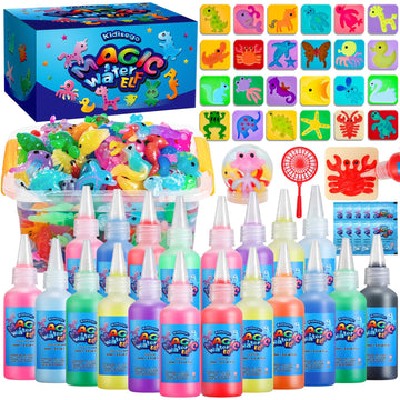 Kidisego Aqua Fairy Water Gel Kit for Kids, Magic Water Elf Toy Kit with 20 Colors Magic Gel, Aqua Fairy kit with 24 Shape Molds, Crate Your Own Magic