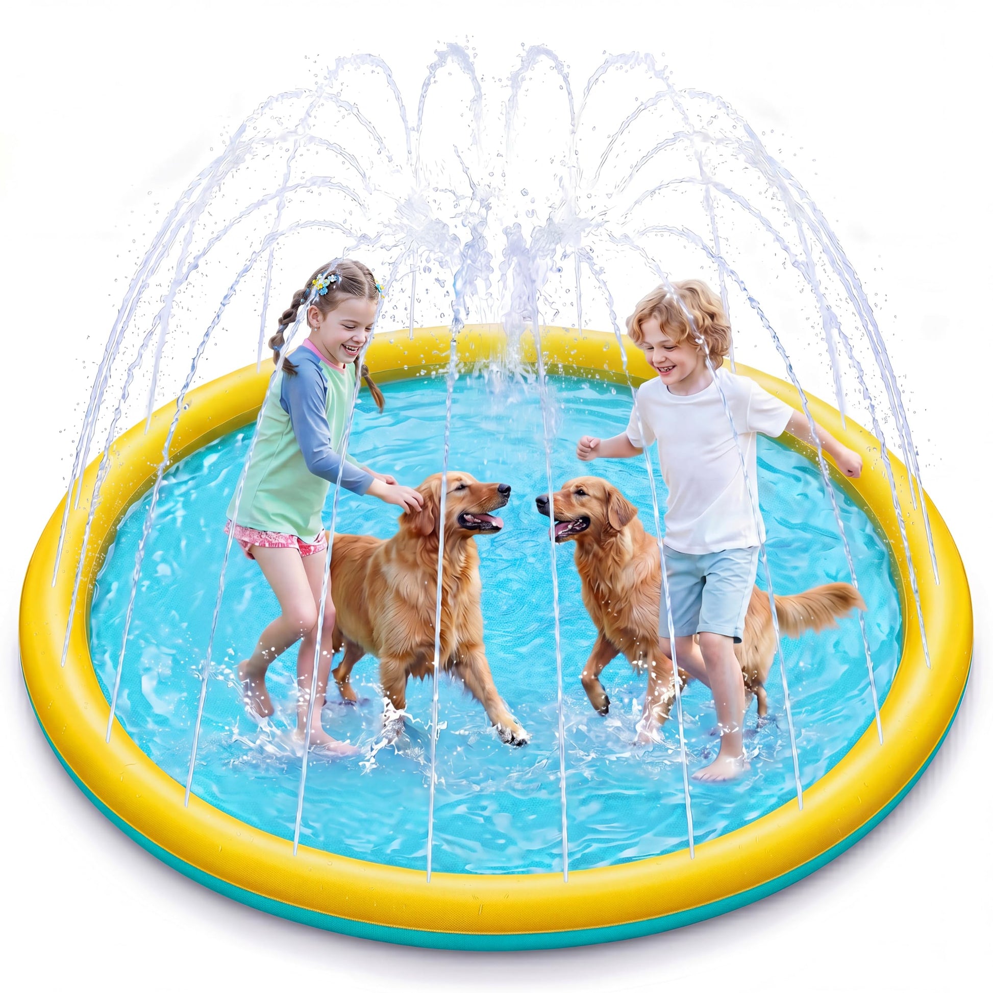 SLOOSH 72" Non-Slip Splash Pad Sprinkler - Outdoor Water Play Toys Backyard Fountain Mat for Toddlers Kids Dogs, Thickened Sprinkler Outside Pool