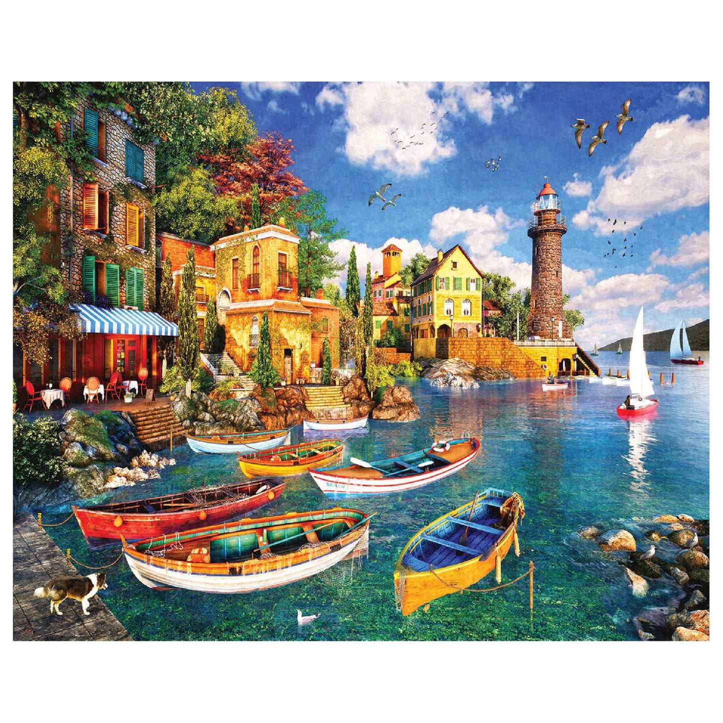 White Mountain 1000 Piece Jigsaw Puzzle, Mediterranean Harbor