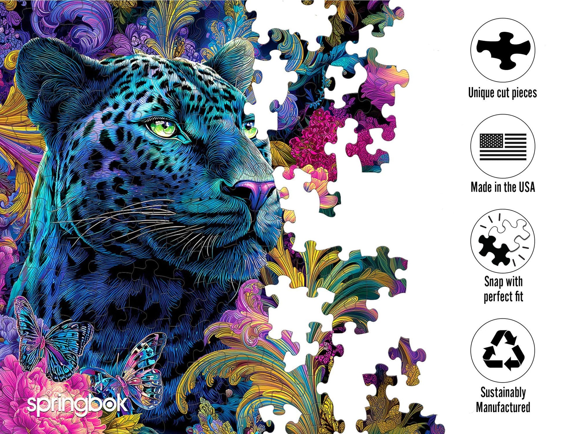 Springbok Paisley Panther Bloom 1000 Piece Jigsaw Puzzle for Adults - Poster Now Included - Unique Cut Pieces - Made in USA