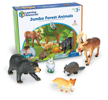 Learning Resources Jumbo Forest Animals - Fine Motor Skills for Children , School Figurines for Kids, Montessori Toddler, Imaginative Play , Party