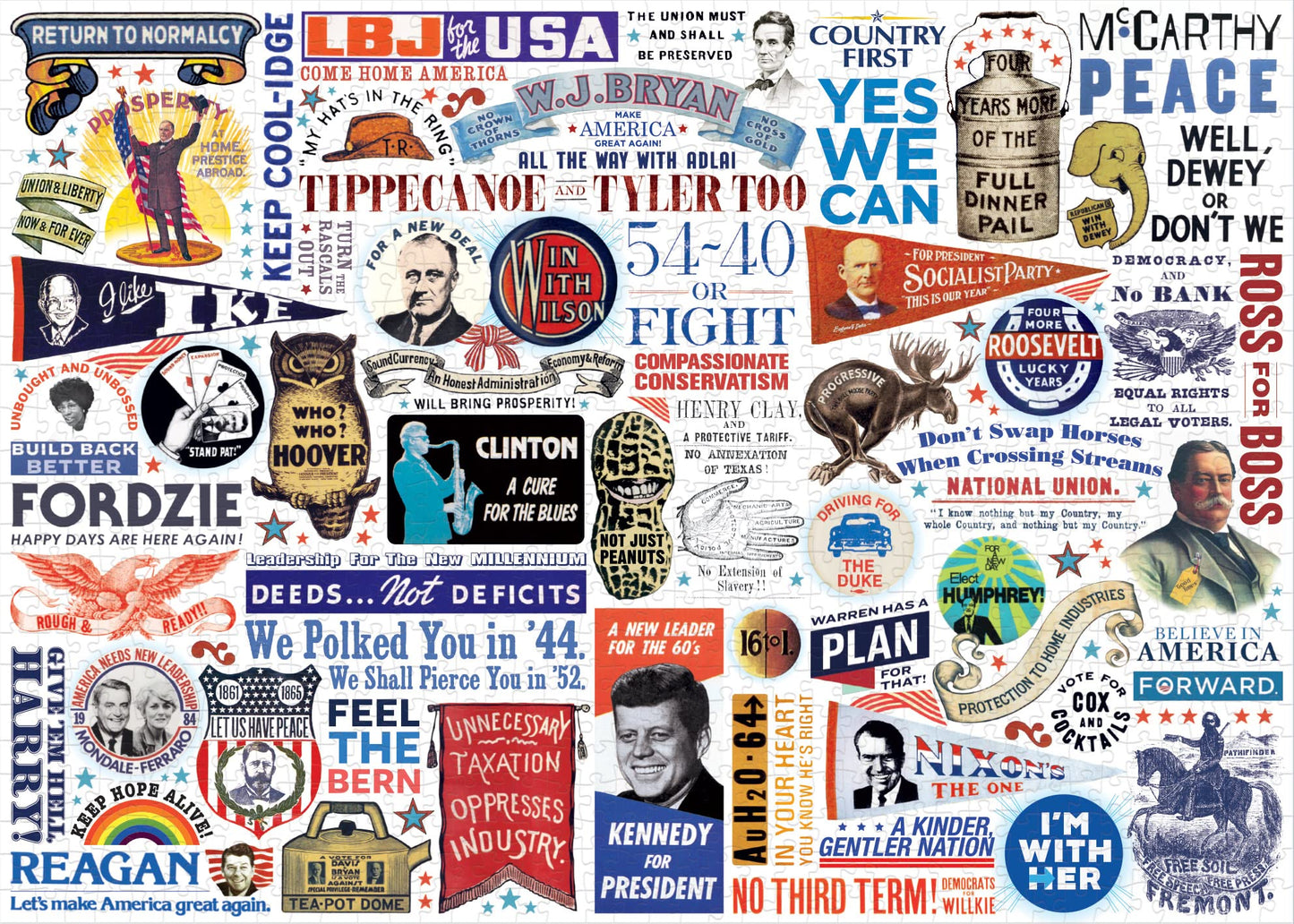 Presidential Slogan Jigsaw Puzzle - 1000 Pieces - Includes Mini Poster with Puzzle Art