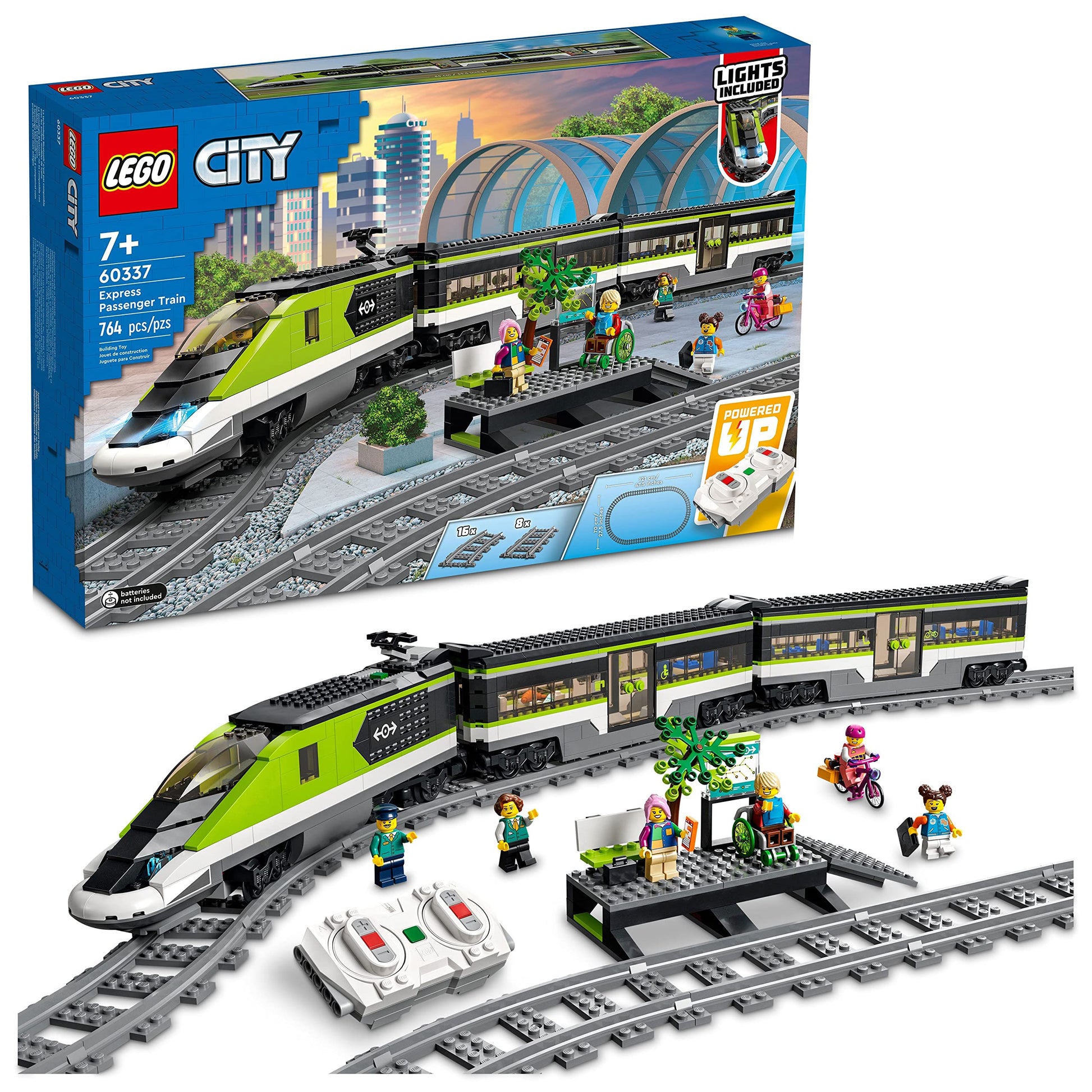 LEGO City Express Passenger Train Set - Remote Controlled Train Toy W/Working Headlights, 2 Coaches & 24 Track Pieces - Building Set Gift Idea for