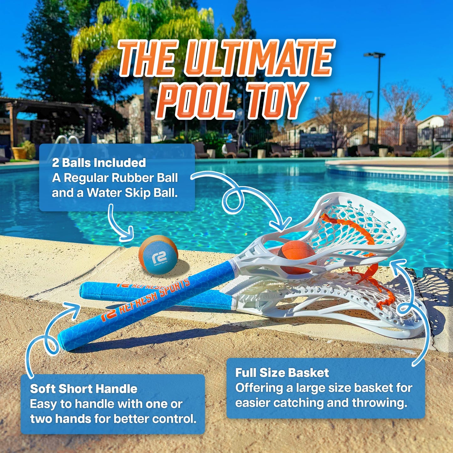 Mini Toss Lacrosse Sticks - Pool Games & Outdoor Beach Lacrosse Gifts - Best Beach Toys for Kids All Ages & Gifts for Teen Boys Ages 3 4 5 6 7 8 9 10