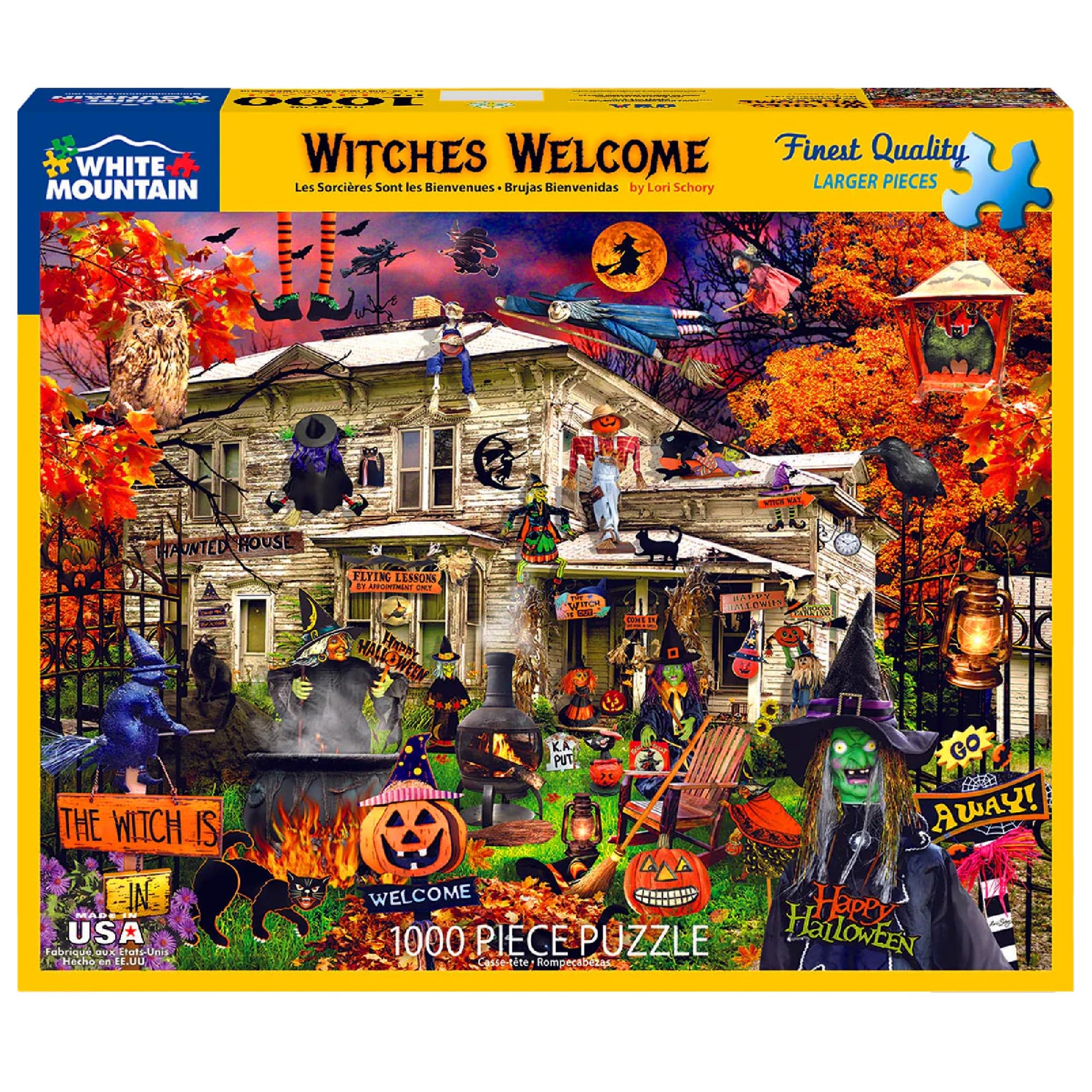 White Mountain 1000 Piece Jigsaw Puzzle Halloween Fall, Witches Welcome
